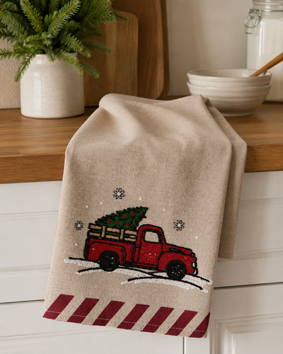 Christmas Truck Tea Towel