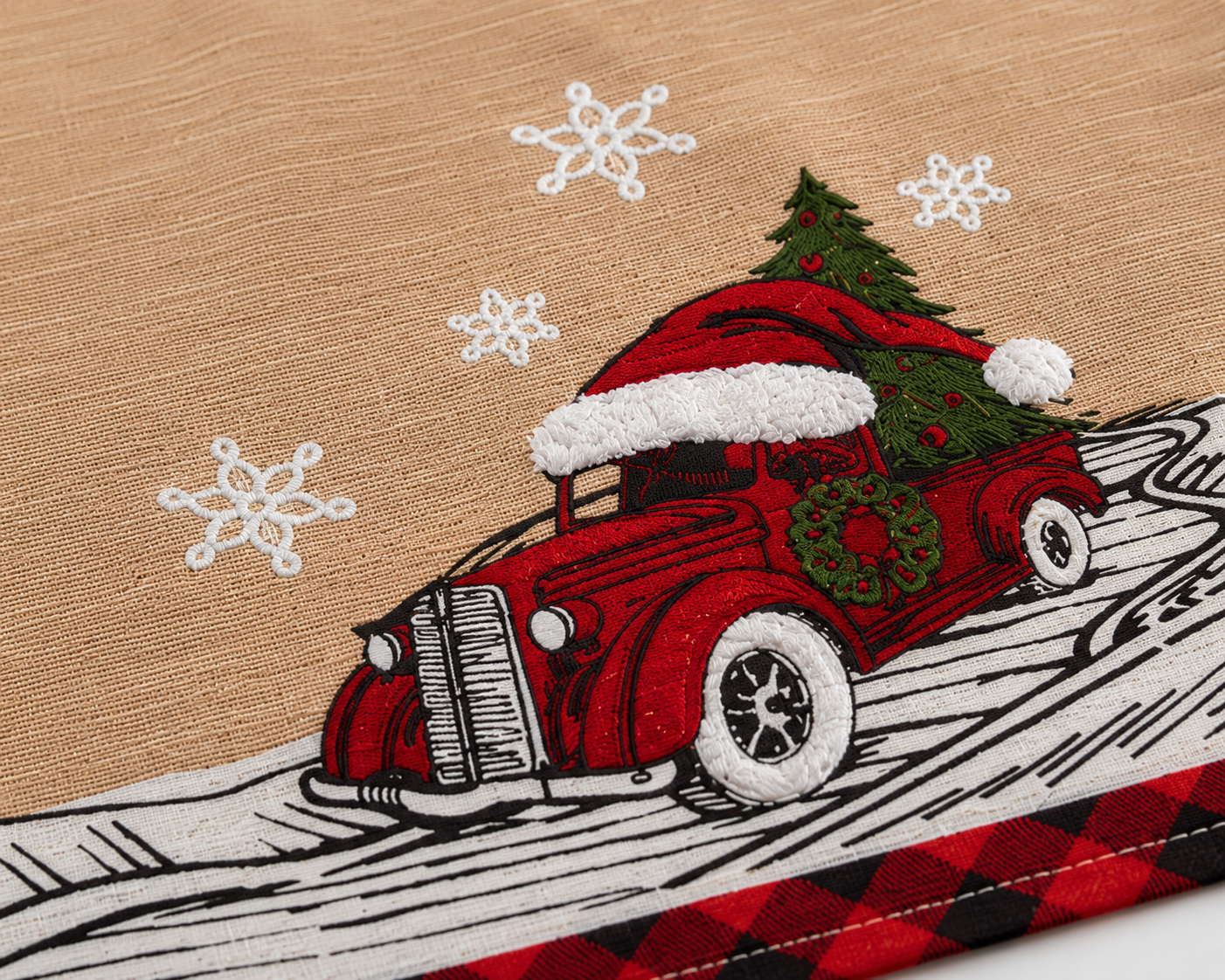 ML21005 Let It Snow Christmas Car Tea Towel 17x27 Polyester Embroidered Tufted
