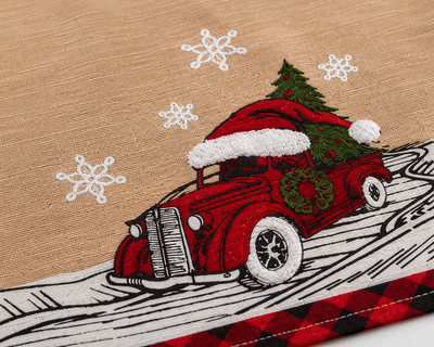 ML21005 Let It Snow Christmas Car Tea Towel 17x27 Polyester Embroidered Tufted