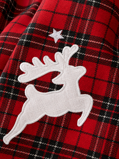 XD19881 Tartan Santa Sleigh Christmas Tea Towels Set of 2 14x22 Linen Blend