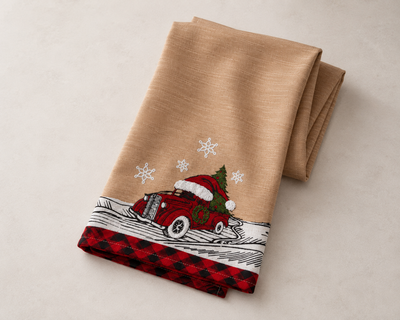 ML21005 Let It Snow Christmas Car Tea Towel 17x27 Polyester Embroidered Tufted