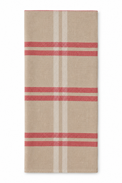 Xia Home Fashions Linen Check Tea Towels Yarn Dyed 14x22 Natural Set of 4