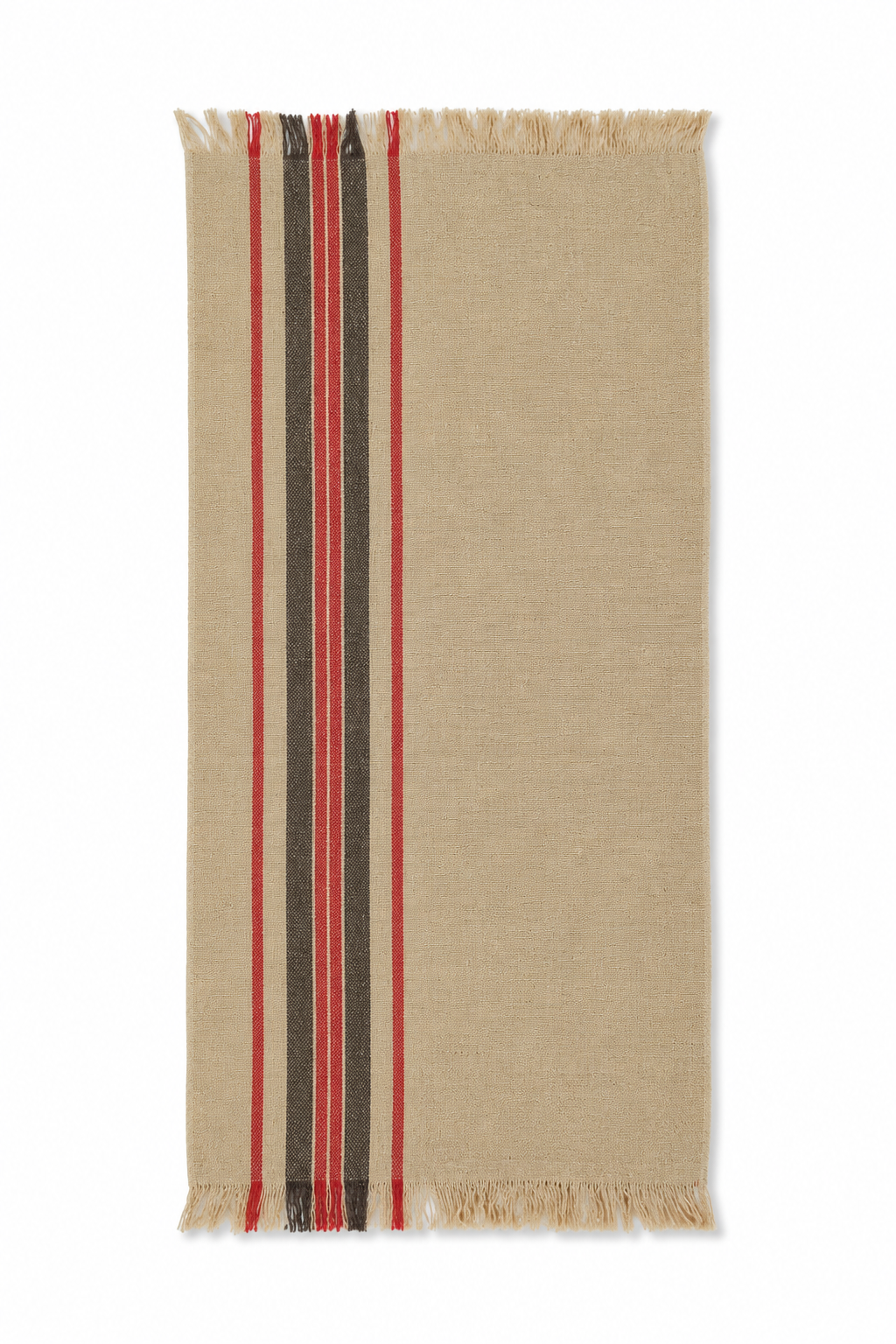 Xia Home Fashions Linen Stripe Tea Towels Yarn Dyed Fringe 14x22 Natural Set of 4