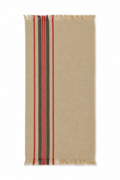 Xia Home Fashions Linen Stripe Tea Towels Yarn Dyed Fringe 14x22 Natural Set of 4