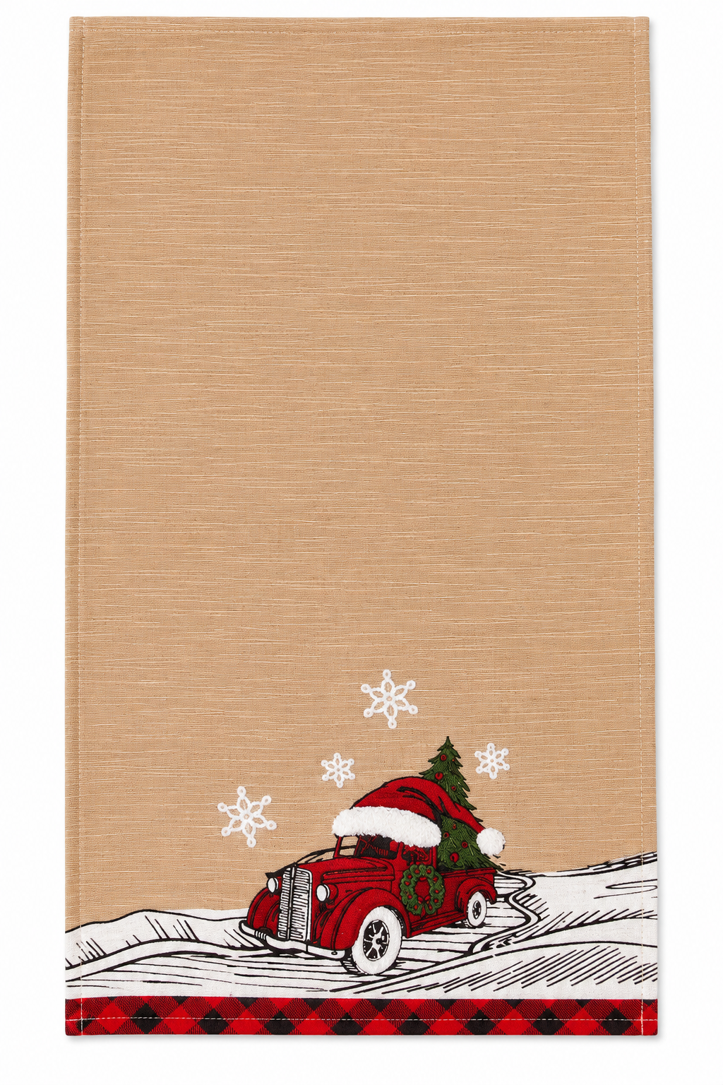 ML21005 Let It Snow Christmas Car Tea Towel 17x27 Polyester Embroidered Tufted