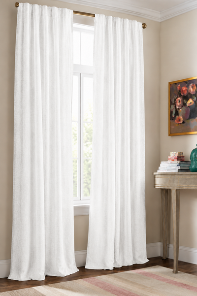 MANOR LUXE Elle Blackout Curtain Panels Grommet Thermal Lined 2 Pack 50x63 White
