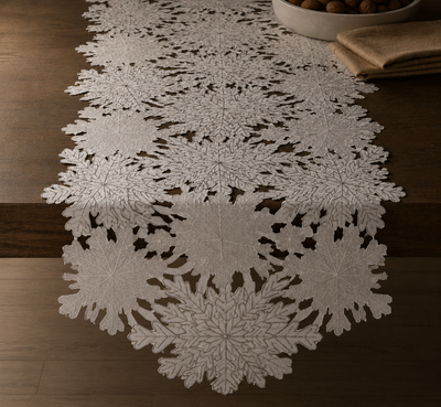 XD10816 Shimmer Snowflake Table Runner 16x36