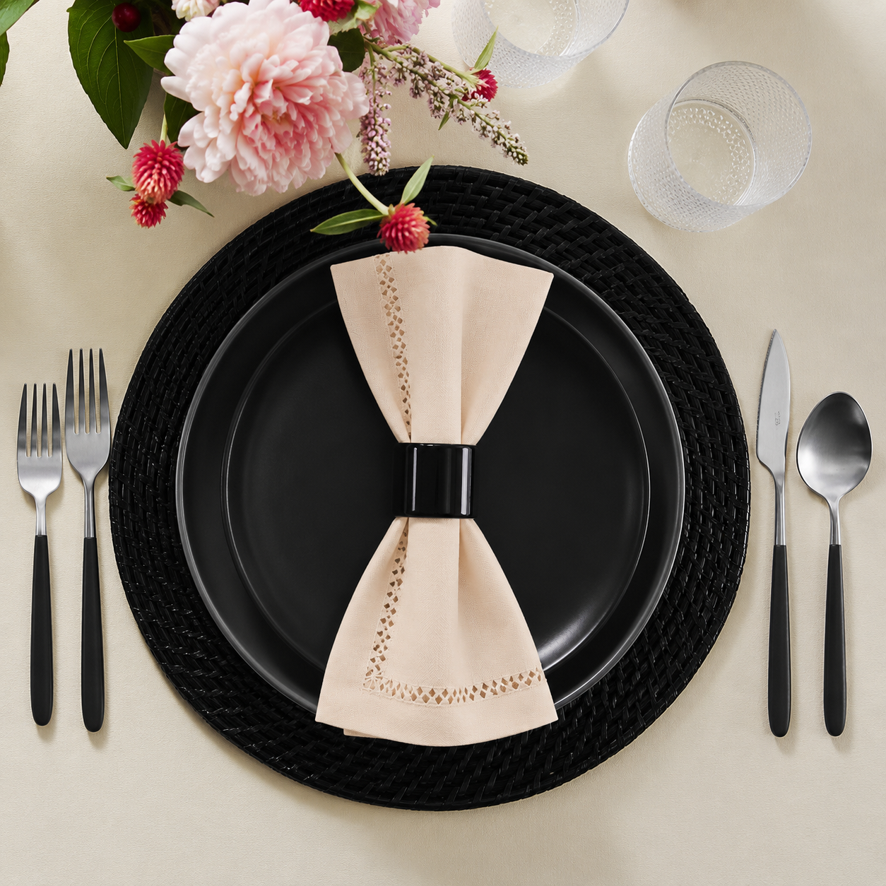 Xia Home Fashions Double Hemstitch Napkins 20x20 Inch Pine Set of 4
