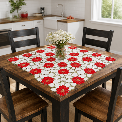 Holiday Poinsettia Table Topper