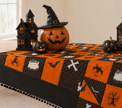 XD15834B Halloween Patchwork Tablecloth 50x50