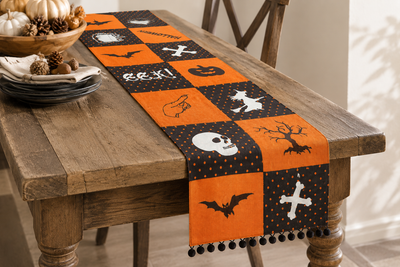 XD15834 Halloween Patchwork Table Runner 13x36
