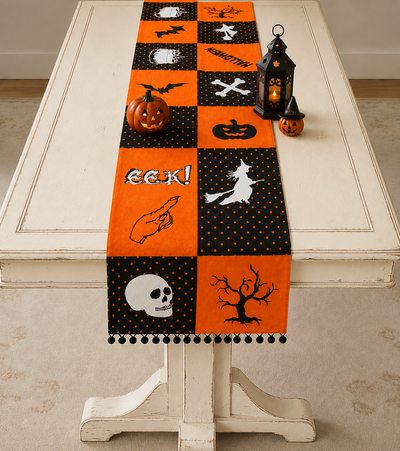 XD15834 Halloween Patchwork Table Runner 13x36