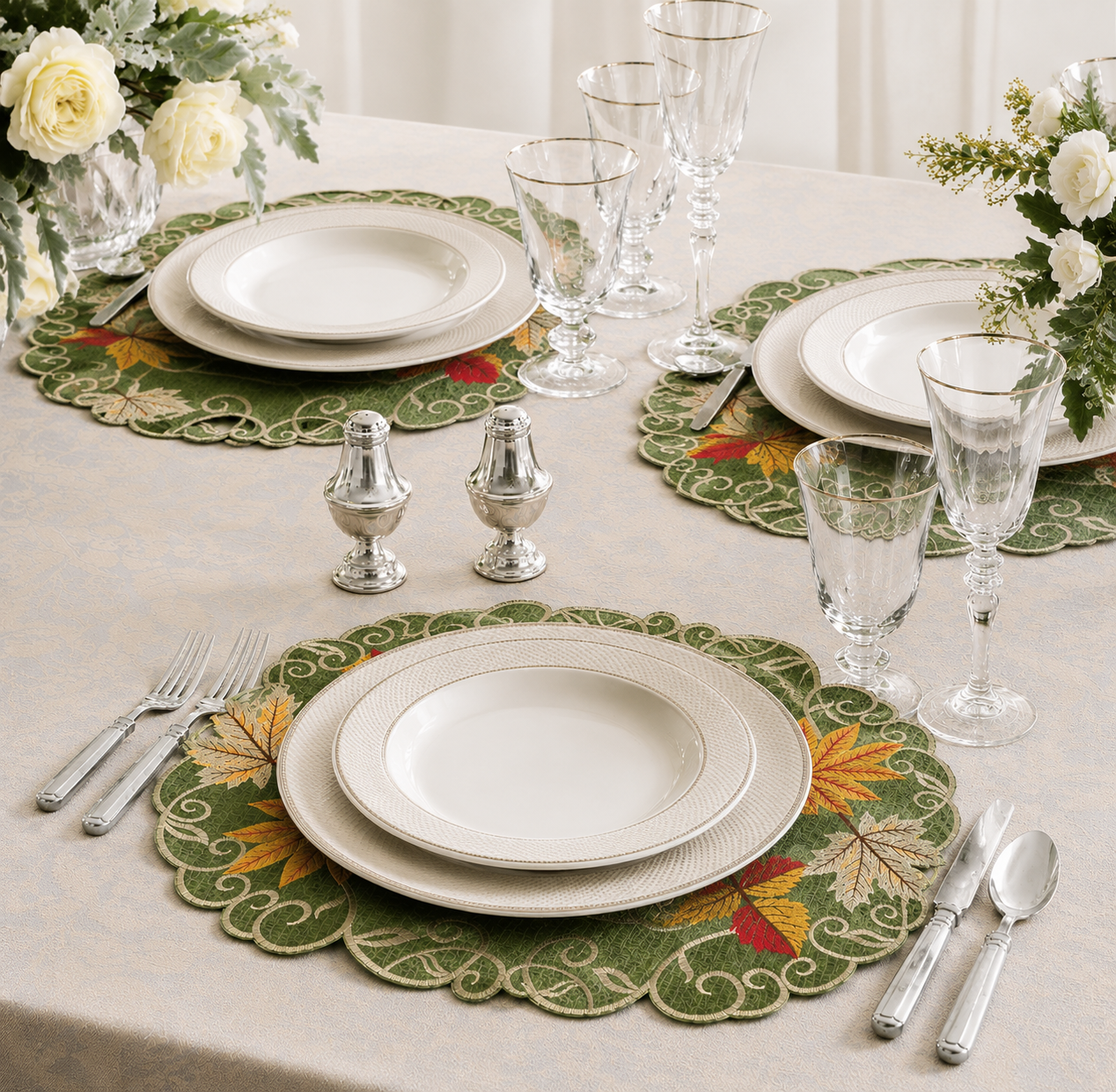 XD160915 Delicate Leaves Placemats 13x19 Set of 4