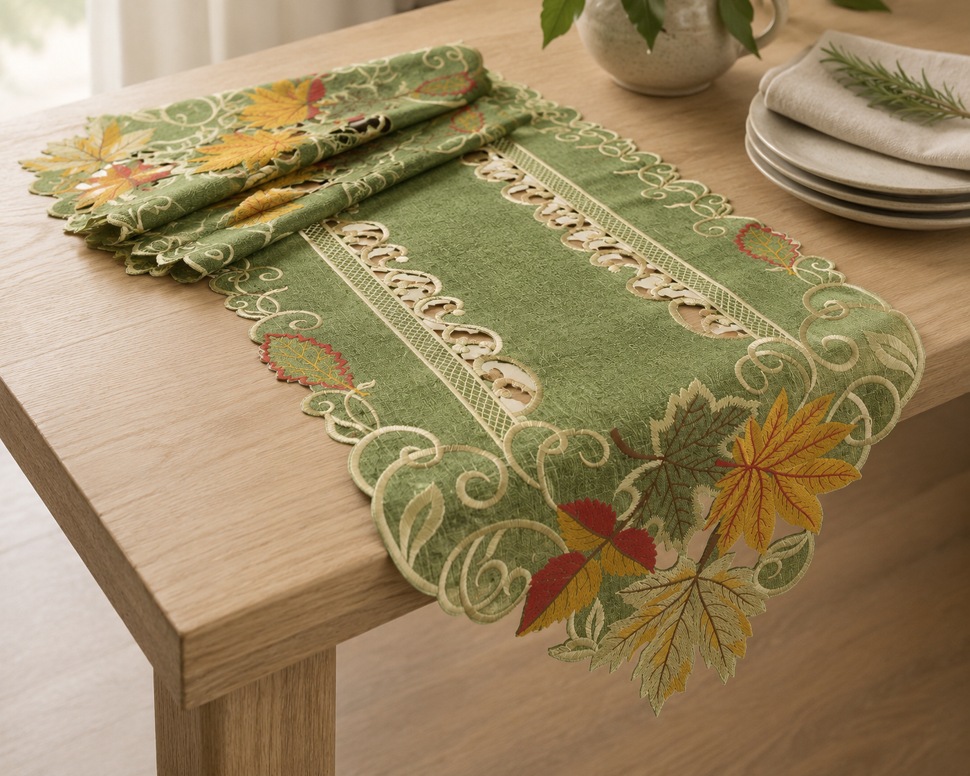 Delicate Leaves Table Runner