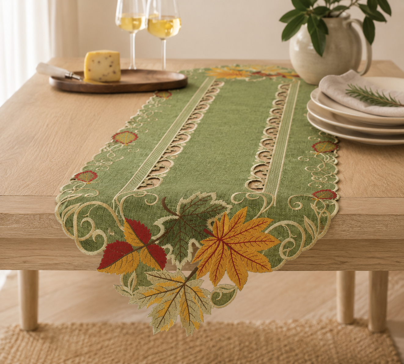 Delicate Leaves Table Runner