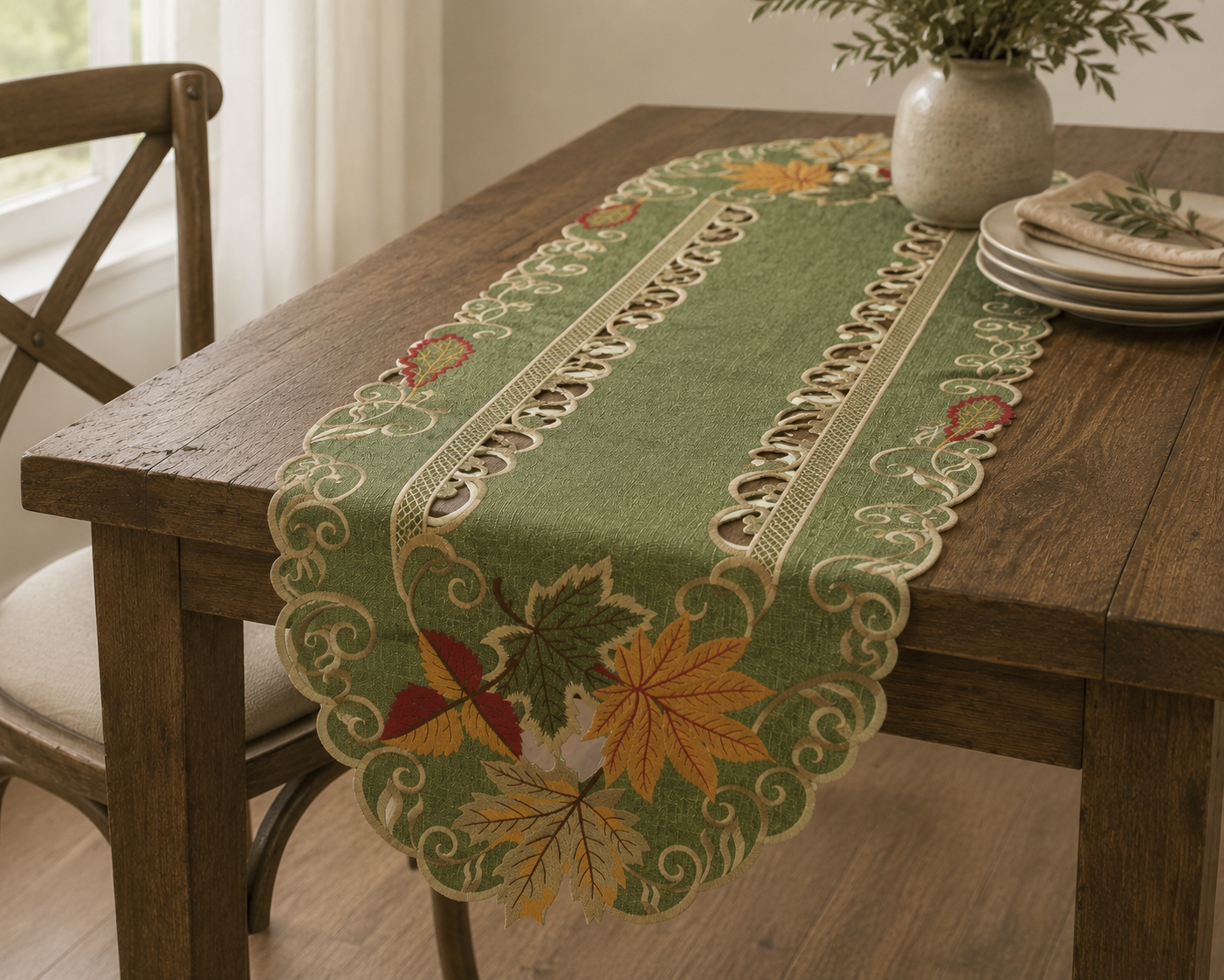 Delicate Leaves Table Runner