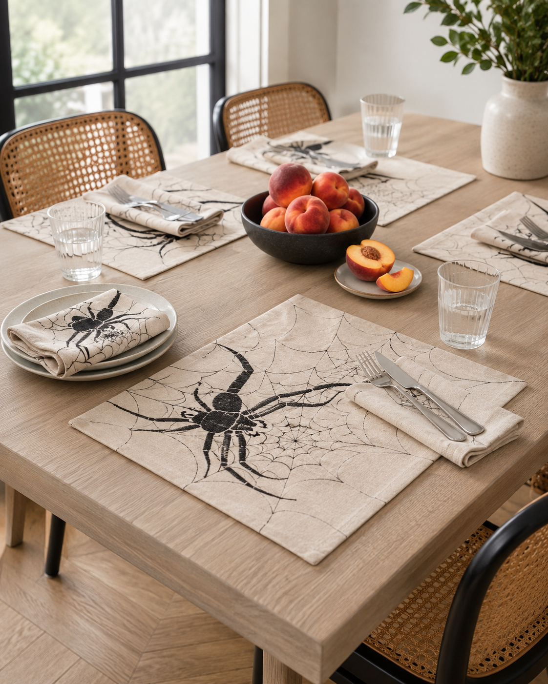 XD18801 Spider Web Double Layer Placemat 14x20 Set of 4 White