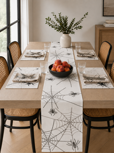 XD18801 Spider Web Table Runner 16x36 White