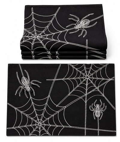 XD18801 Spider Web Double Layer Placemat 14x20 Set of 4 White