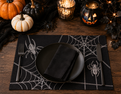 XD18801 Spider Web Double Layer Placemat 14x20 Set of 4 White