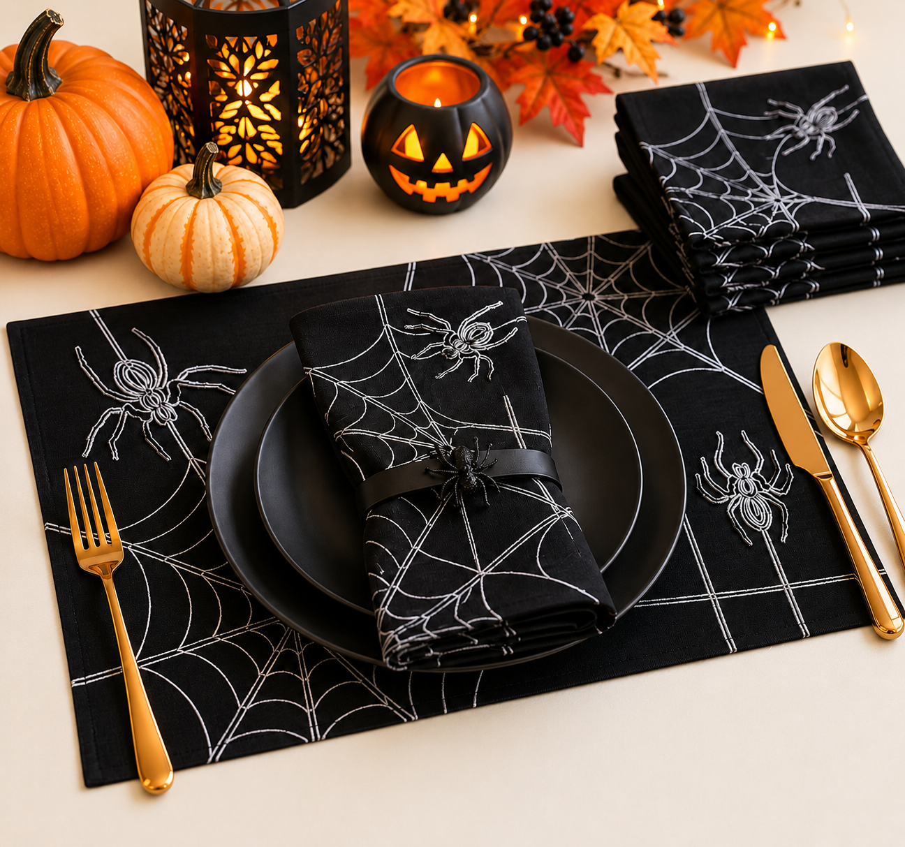 XD18801 Spider Web Double Layer Placemat 14x20 Set of 4 White
