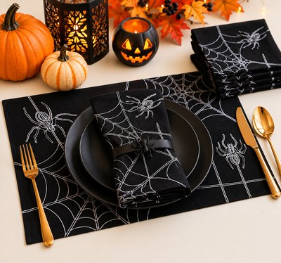XD18801 Spider Web Double Layer Placemat 14x20 Set of 4 White