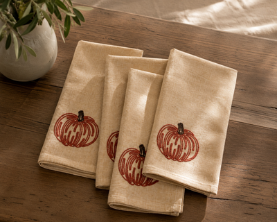 XD18804 Pumpkin Harvest Cutwork Embroidered Napkin Set of 4 20x20