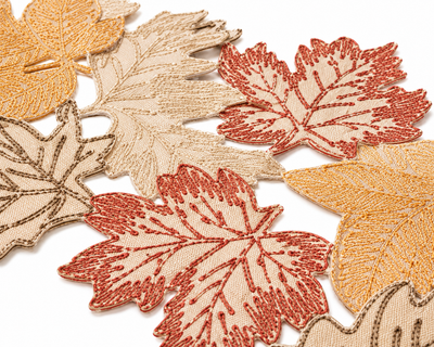 XD18805 Autumn Leaf Cutwork Embroidered Table Runner White 16x36