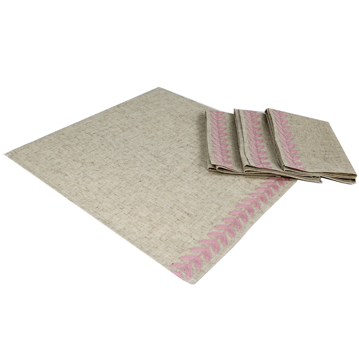 Xia Home Fashions Leaf Embroidered Double Layer Napkins Set of 4 20x20 Pine Green