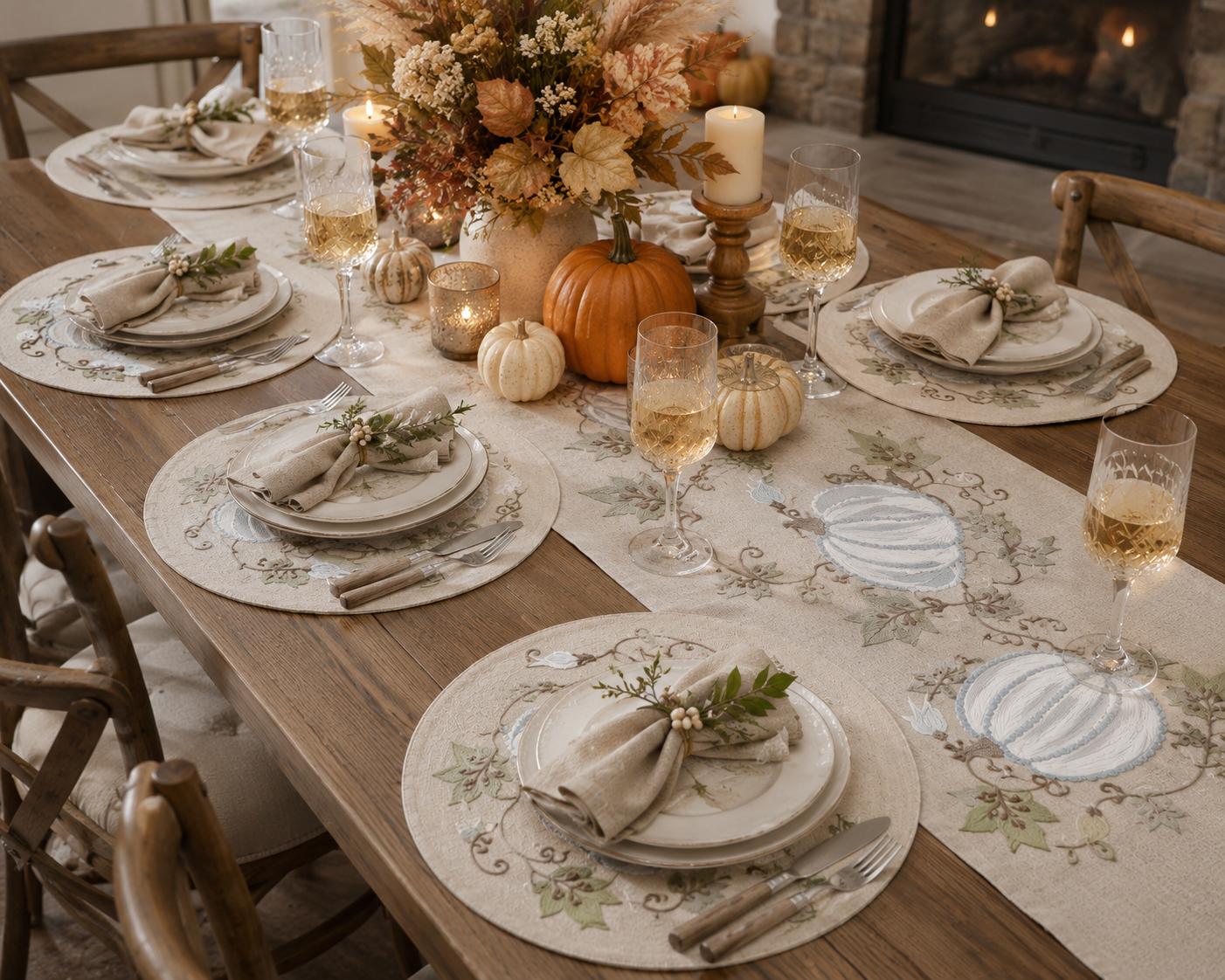 Harvest Pumpkins And Vines Placemats | Set of 4