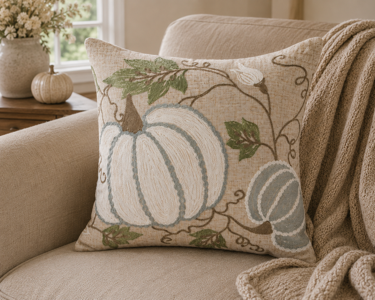Harvest Pumpkins and Vines Pillow Cover