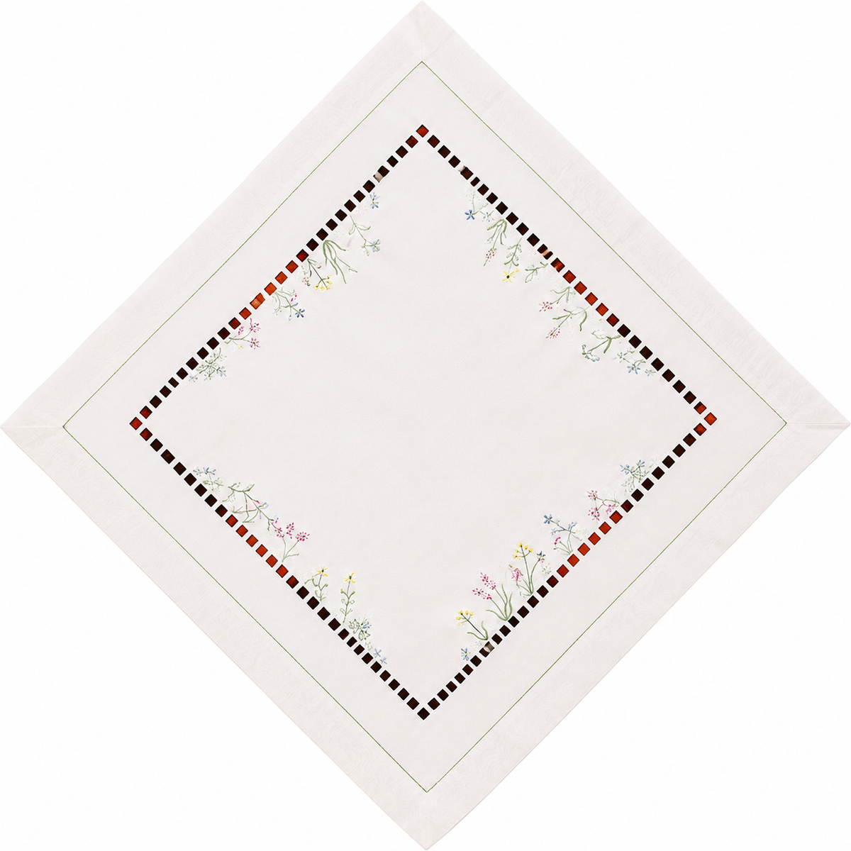 Xia Home Fashions Wildflower Garden Embroidered Hemstitch Doilies Set of 4 12 Inch Round