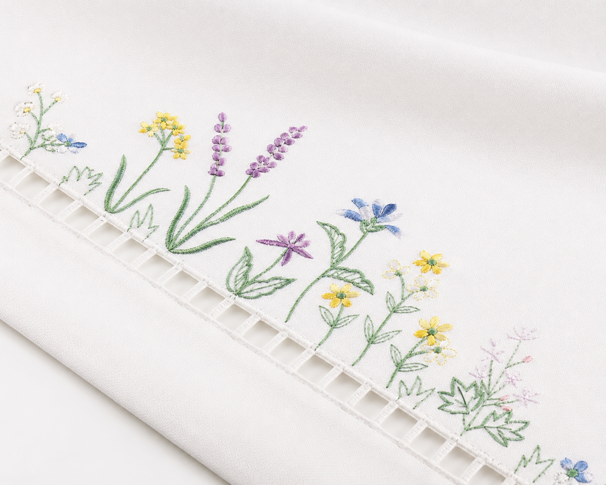 Xia Home Fashions Wildflower Garden Embroidered Hemstitch Doilies Set of 4 12 Inch Round