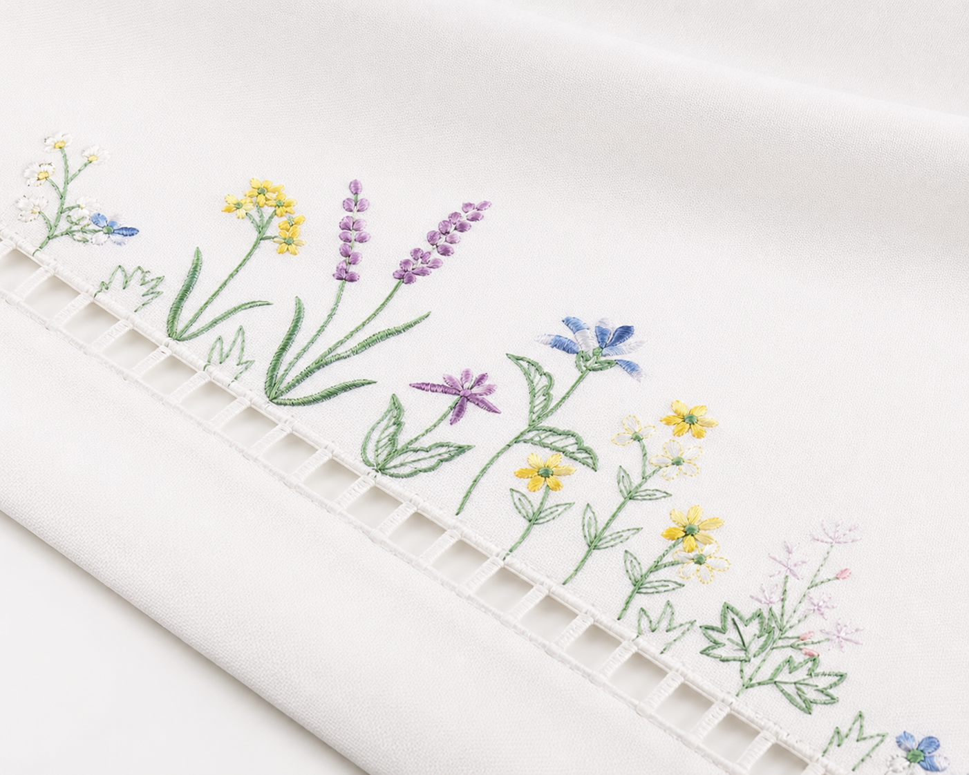 Xia Home Fashions Wildflower Garden Embroidered Hemstitch Doilies Set of 4 12 Inch Round