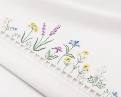 Xia Home Fashions Wildflower Garden Embroidered Hemstitch Doilies Set of 4 12 Inch Round