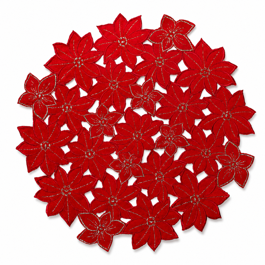 Festive Poinsettia Doilies | Set of 4