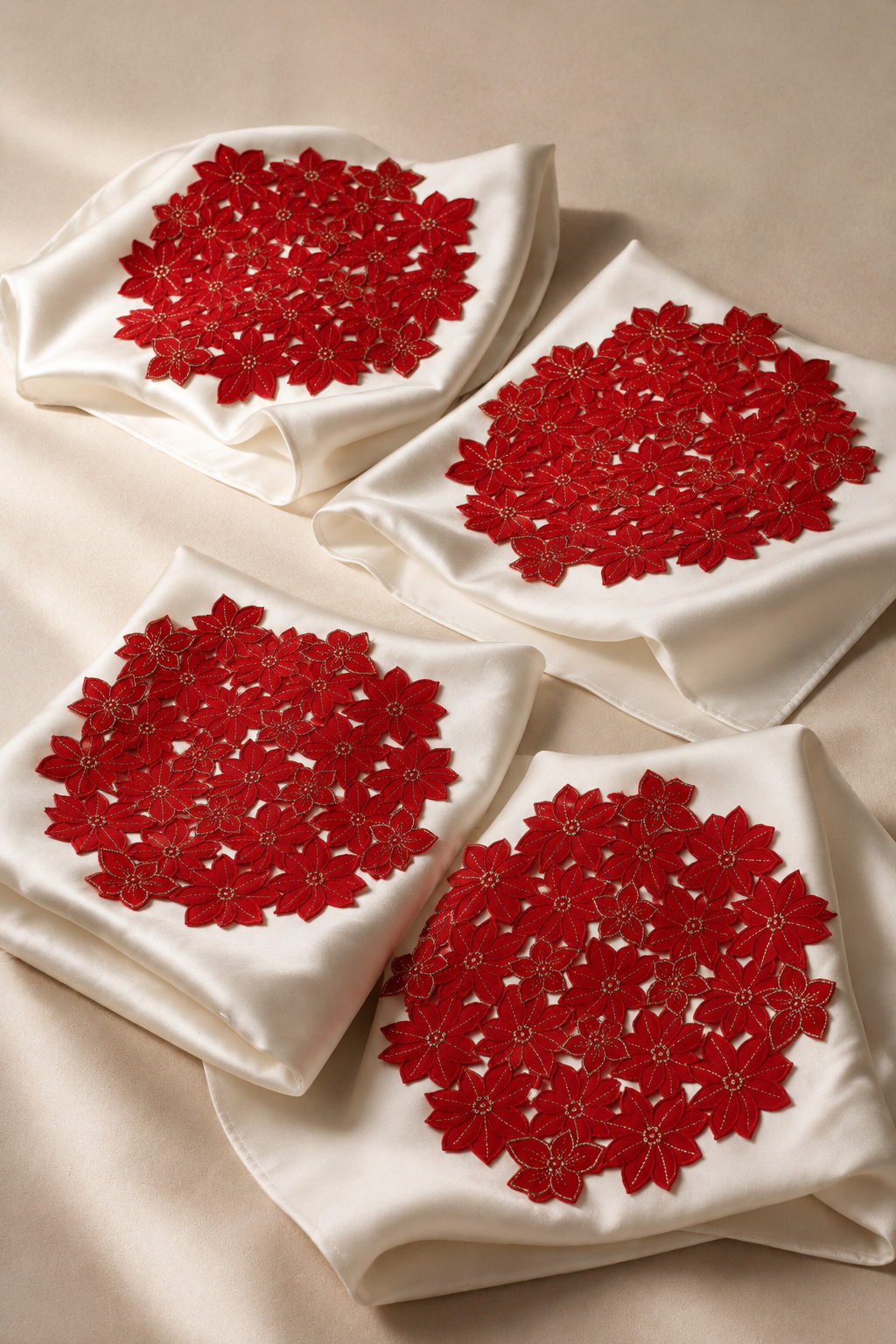 Festive Poinsettia Doilies | Set of 4