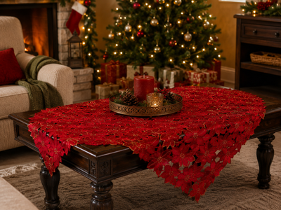 Festive Poinsettia Table Topper