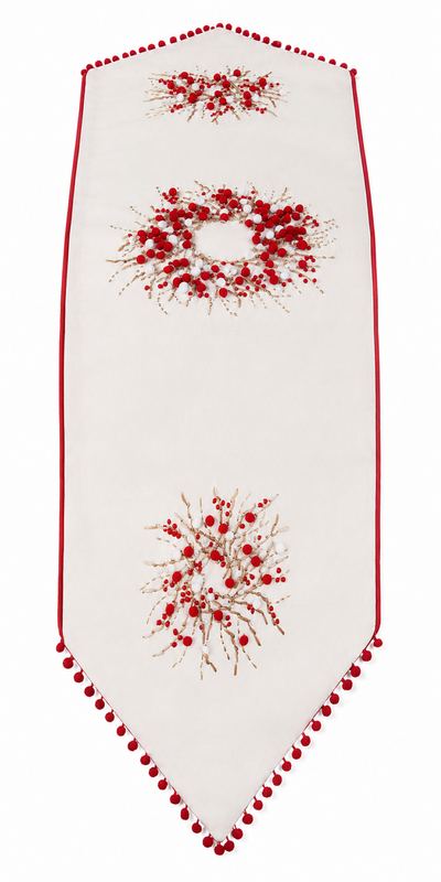 Holiday Berry Wreath Table Runner