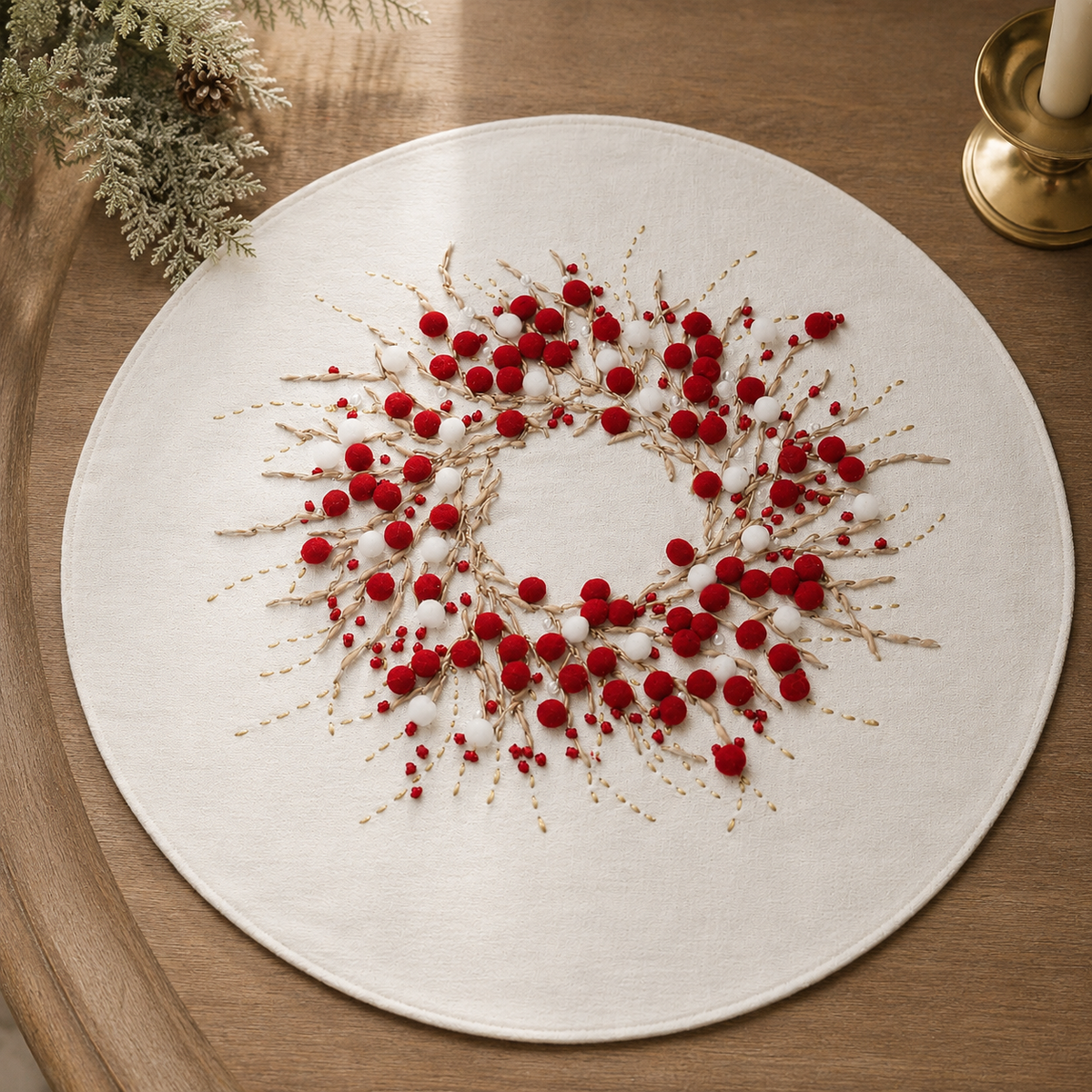 Holiday Berry Wreath Inch Doily