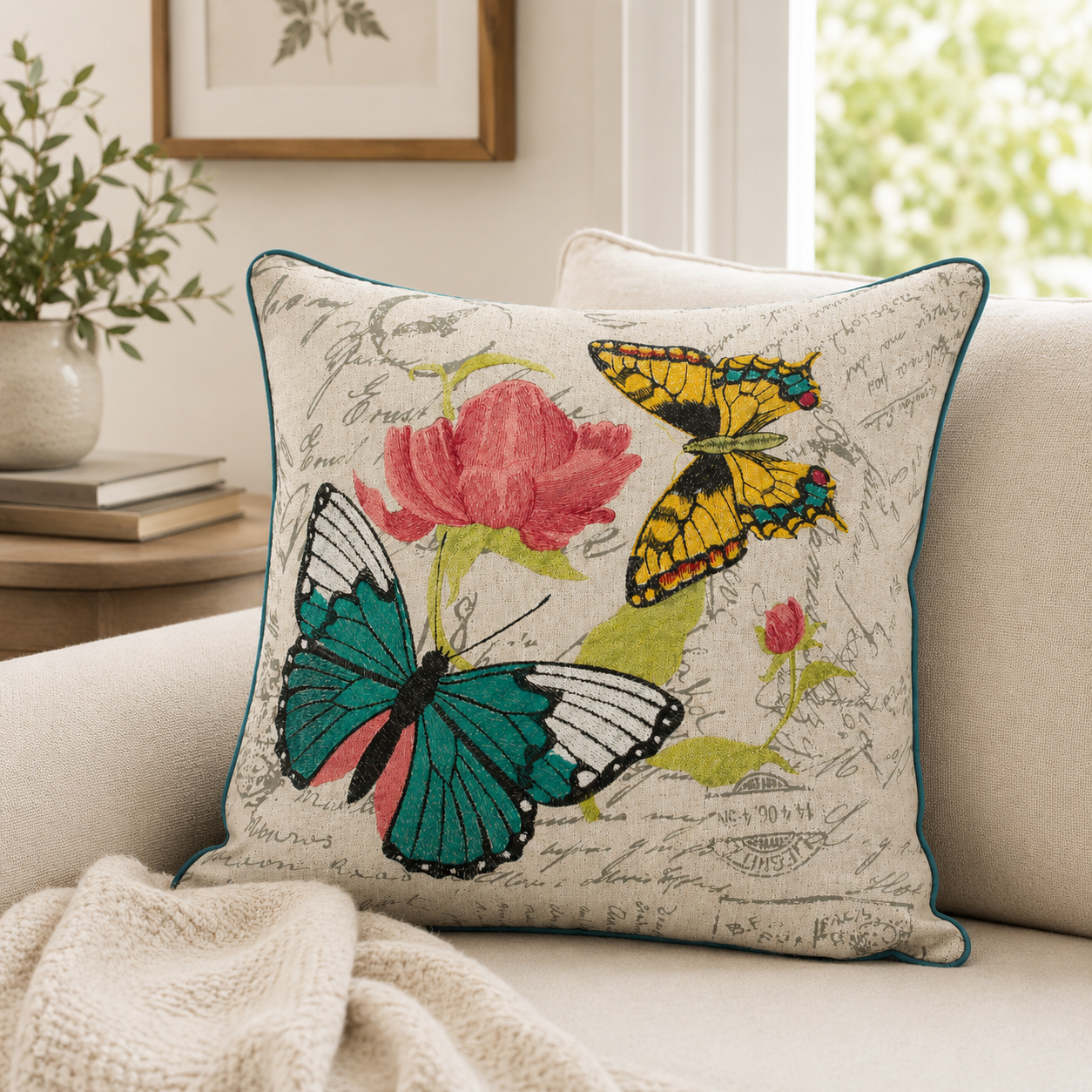 Papillon on Rose Pillows
