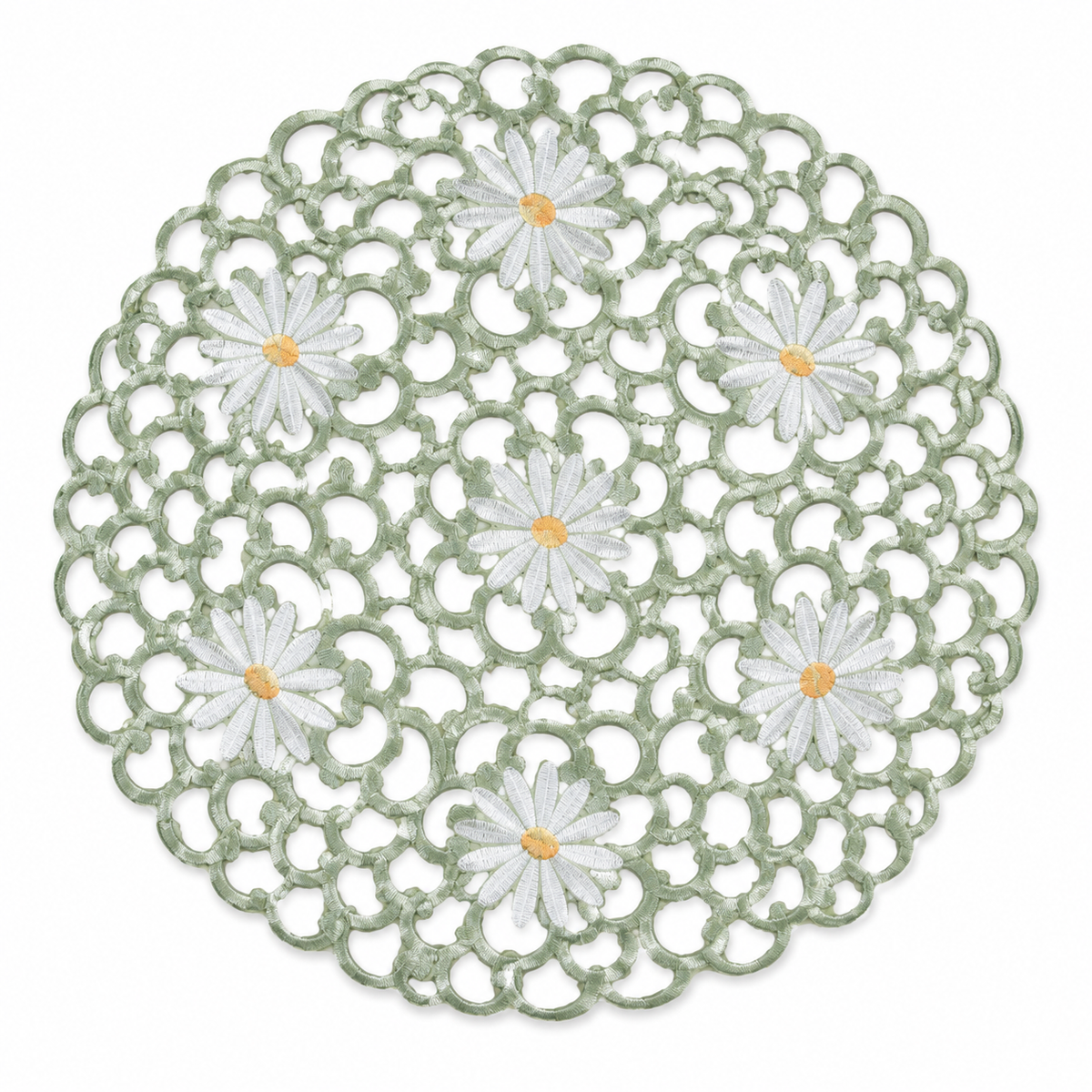 Xia Home Fashions Daisy Floral Cutwork Doilies 8 Inch Green Set of 4