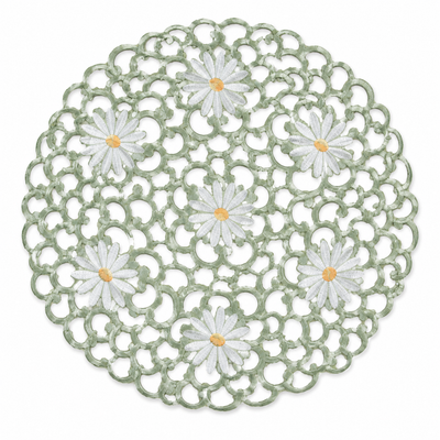 Xia Home Fashions Daisy Floral Cutwork Doilies 8 Inch Green Set of 4