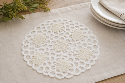 Xia Home Fashions Daisy Floral Cutwork Doilies 8 Inch Green Set of 4