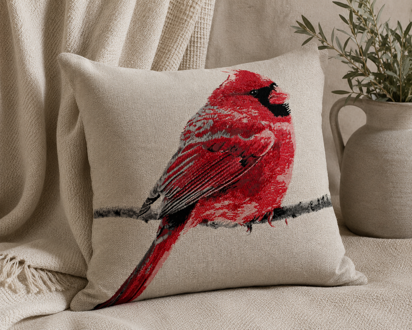 Bird Embroidery Decorative Pil Pillows