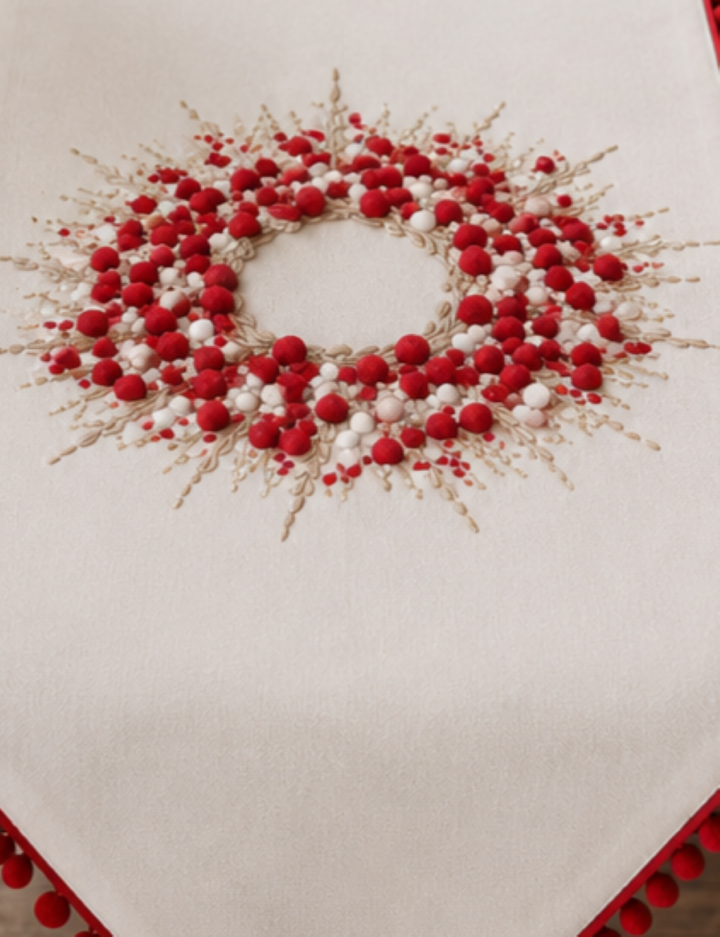 Holiday Berry Wreath Table Runner
