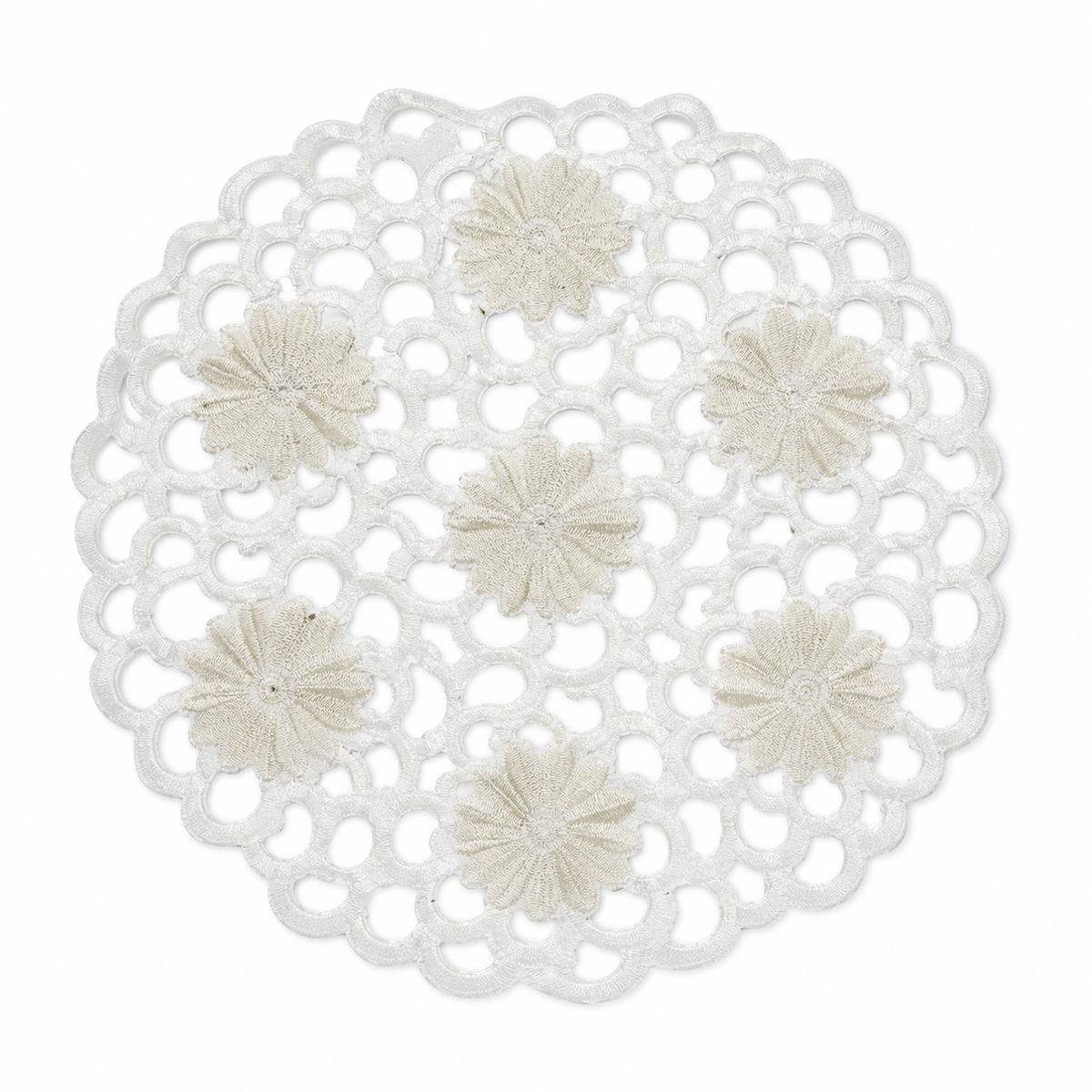 Xia Home Fashions Daisy Floral Cutwork Doilies 8 Inch Green Set of 4