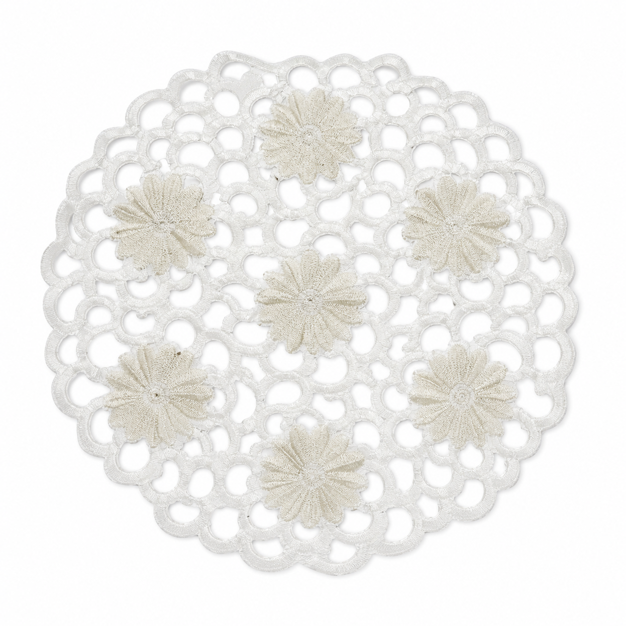 Xia Home Fashions Daisy Floral Cutwork Doilies 8 Inch Green Set of 4