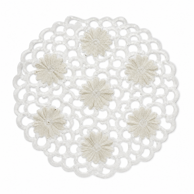 Xia Home Fashions Daisy Floral Cutwork Doilies 8 Inch Green Set of 4