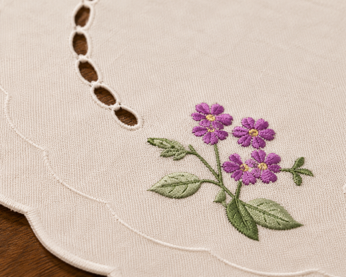 Bouquet Embroidered Cutwork Round Doilies | Set of 4